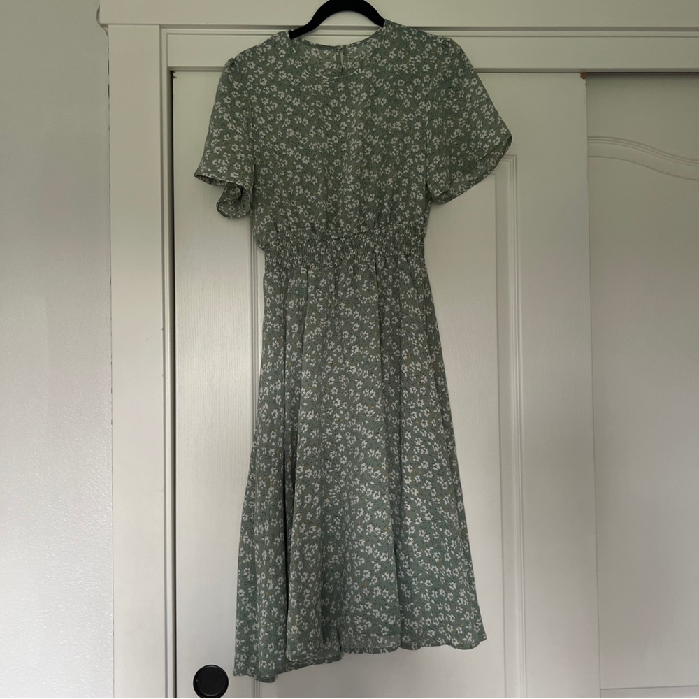 SHEIN Sage Floral Midi Dress